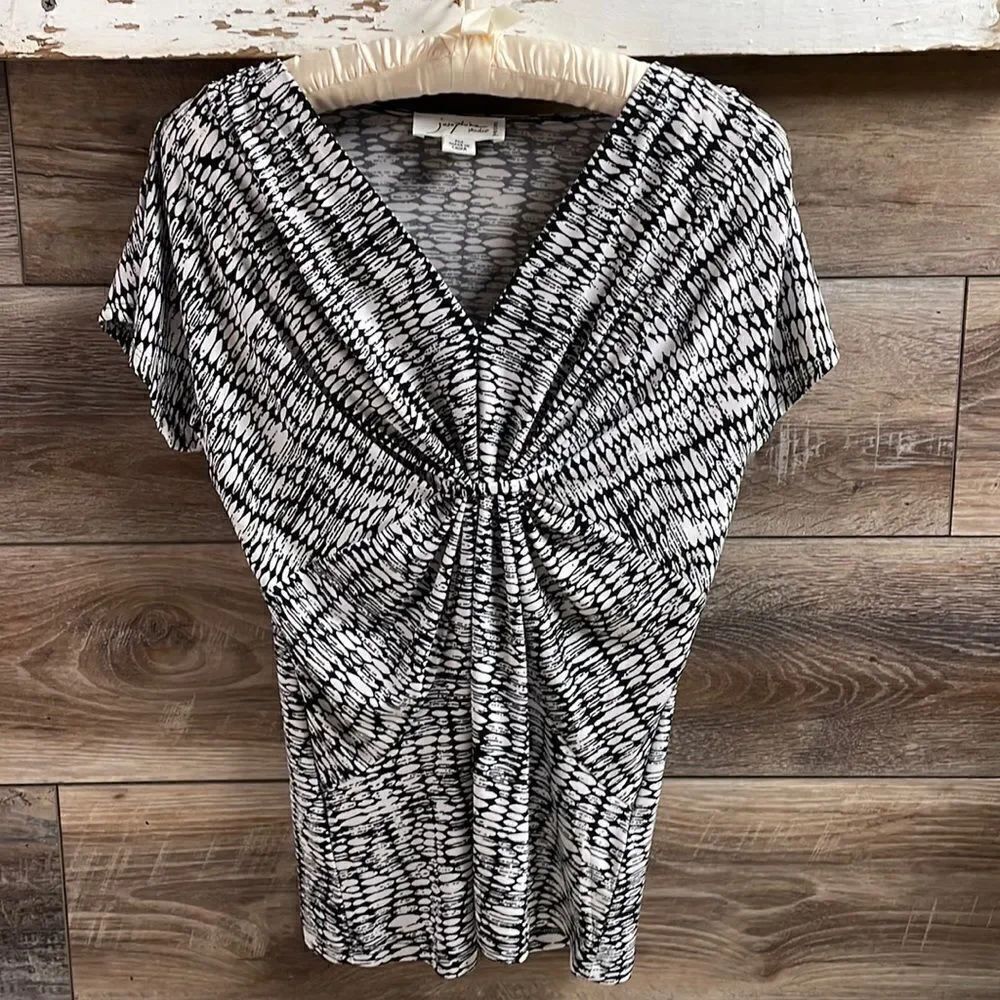 Josephine Studio Ladies Blouse, Size Petite Medium, Black and White